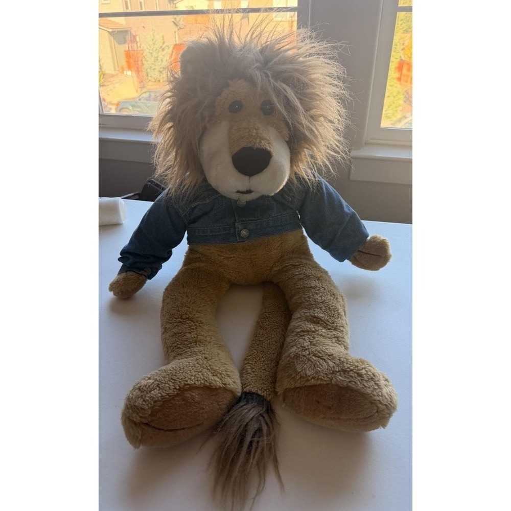 Vintage‎ Macy's Bullocks Lion in Demin Jacket 24" Full Body Puppet Plush Tarsha